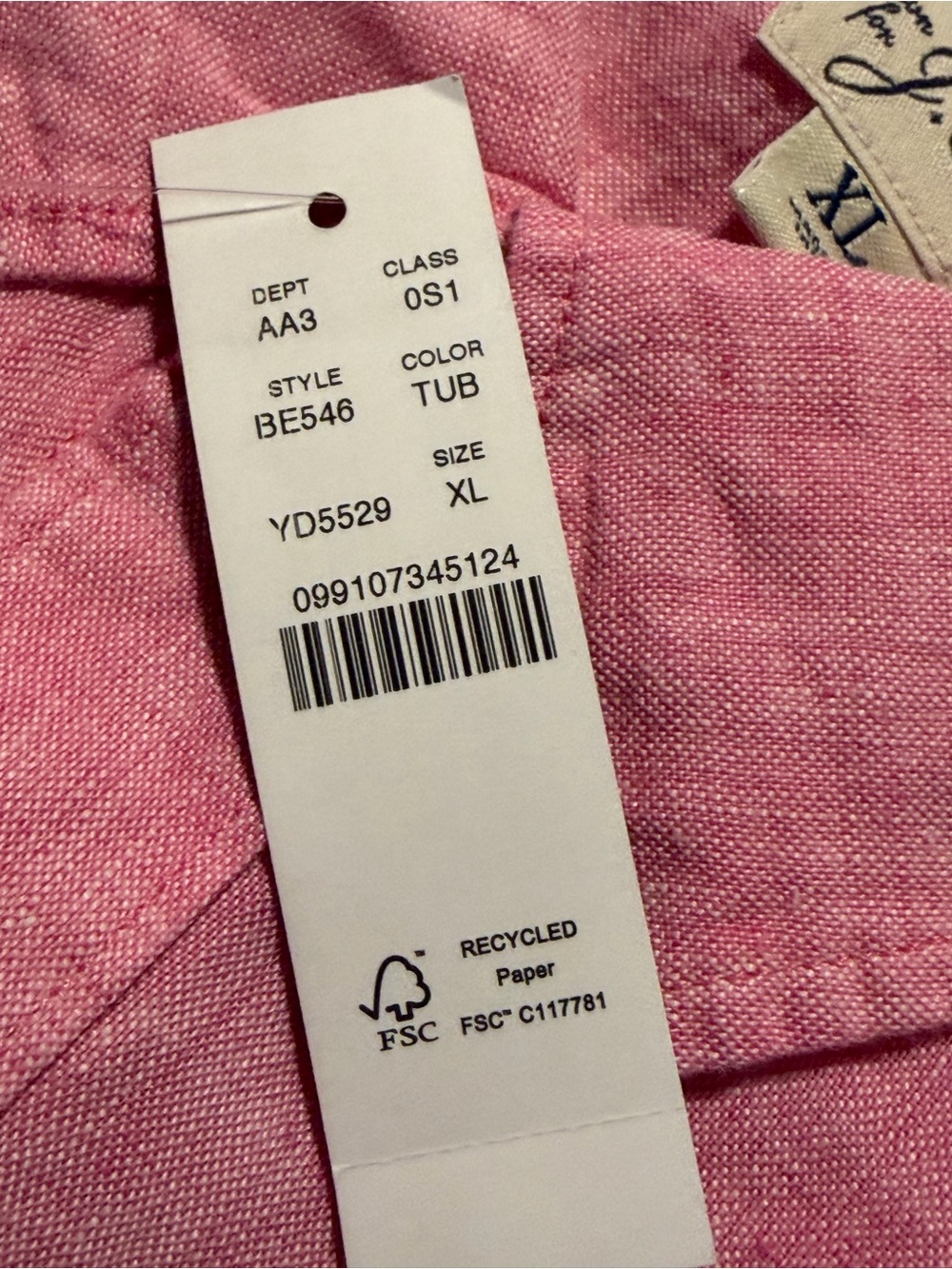 J Crew Baird McNutt Irish Linen Shirt Men’s XL Salmon pink Short Sleeve New - Picture 7 of 8